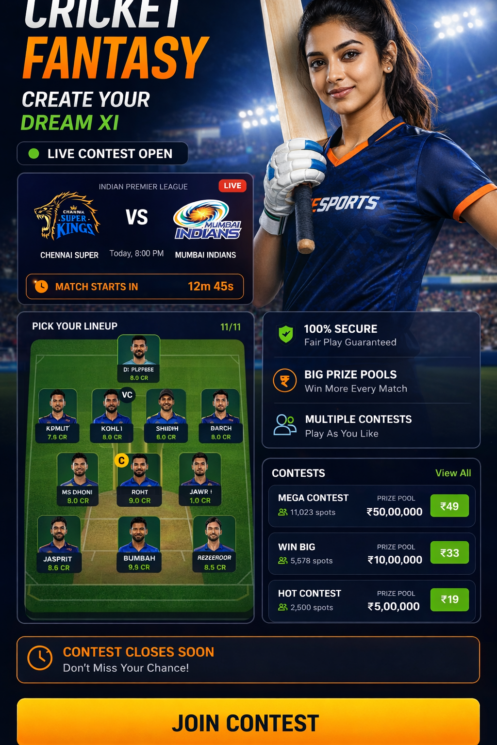 Cricket Team App cricket matchday visual