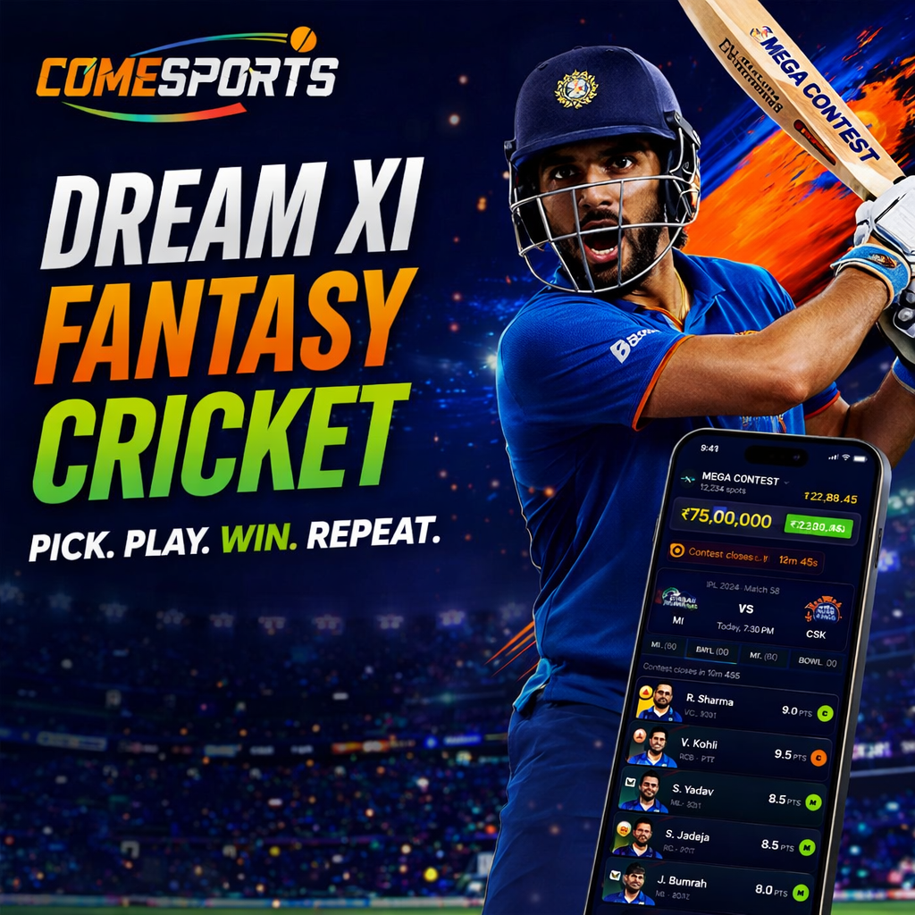 Cricket Team App Dream XI fantasy cricket ad visual