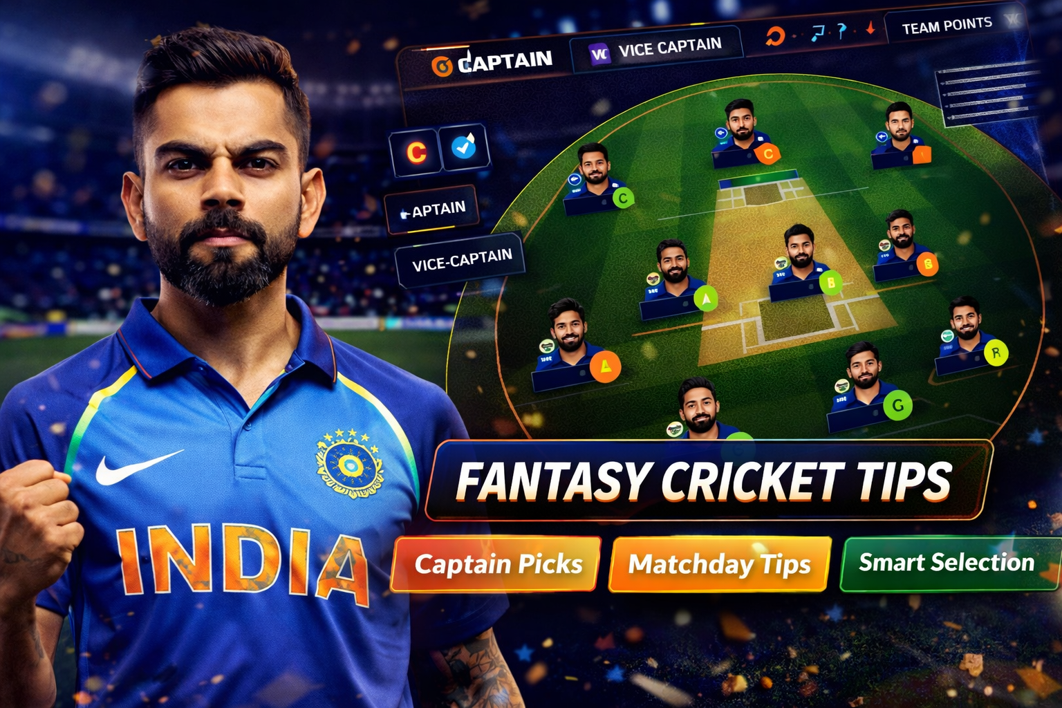 Cricket Team App role based fantasy cricket checklist