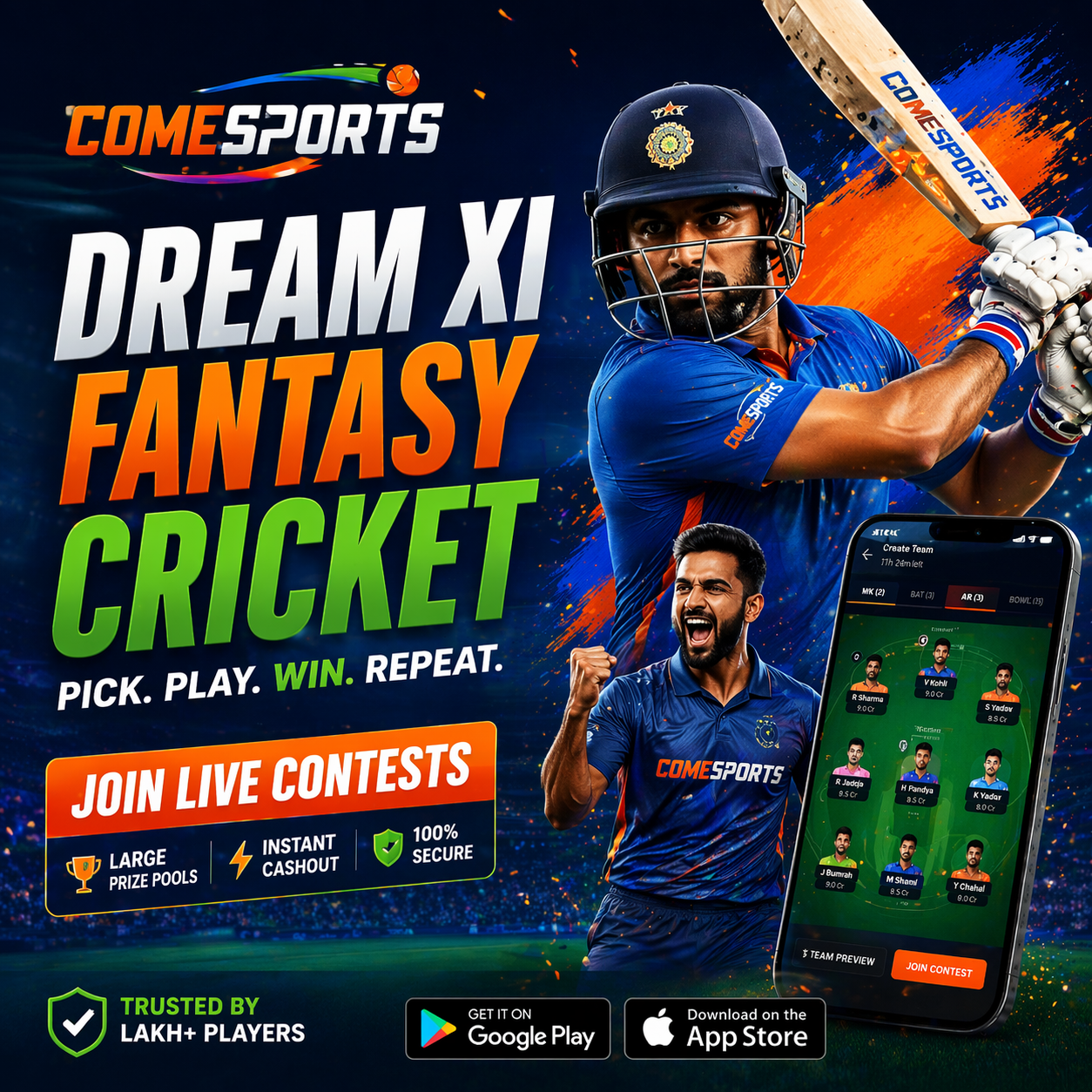 Cricket Team App fantasy sports main visual